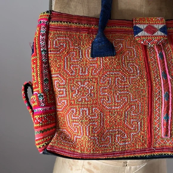 Kilim Moroccan Boho Aztec woven carpet rug bag - Picture 5 of 14